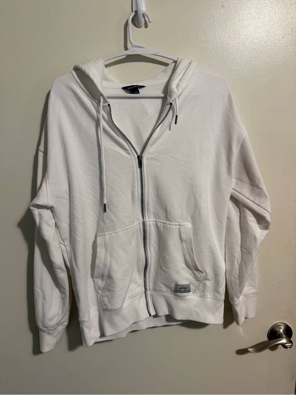 Eddie Bauer White Full-Zip Hooded Sweatshirt